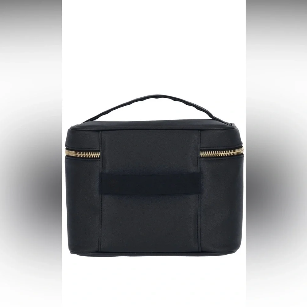 NEW Roberto Cavalli Black Cosmetic Bag Train Case with Gold Accents